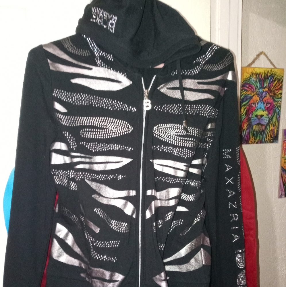 Bcbgmaxazria metallic zebra hoodie
